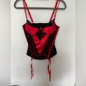 Adore Me Red and Black Lace Top Medium